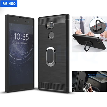 

Soft TPU Carbon Fiber Cases for Sony Xperia XA2 Magnetic Car Mount Ring Stand for Sony Xperia XA2 / XA2 Ultra Case Cover Fundas