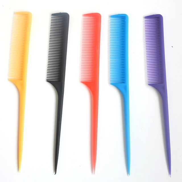 HARMONY 100 Pieces Colorful Plastic Pointed Rat Tail Combs For Salon