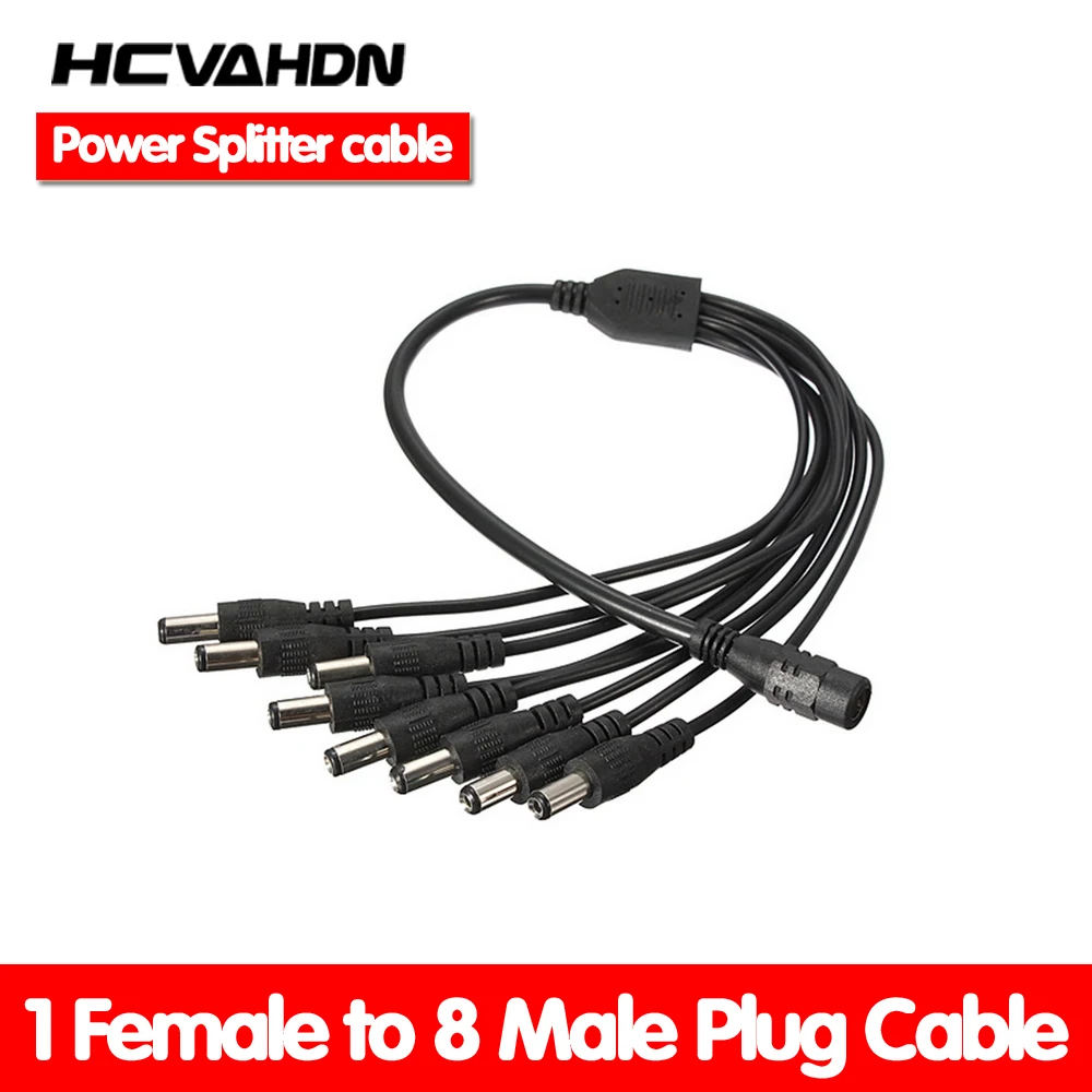 

HCVAHDN Free Shipping 1 to 8 DC Power Splitter Adapter Cable CCTV Camera Cable for Security System