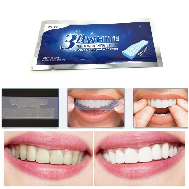 2 пары/4 шт. Advanced белого отбеливающие полоски для зубов 3 дней значительные отбелить зуб за полостью рта двойной эластичной
