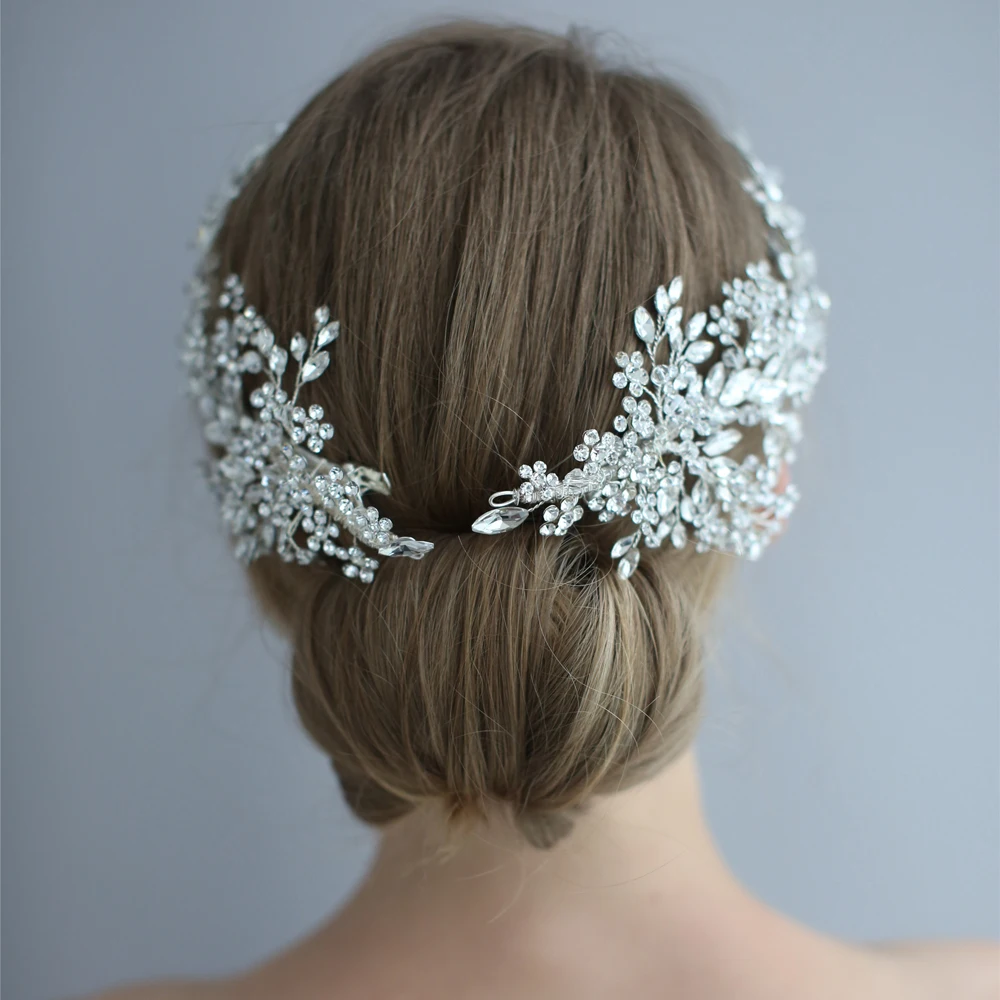 Стразы, повязка на голову, свадебные аксессуары для волос, свадебные диадемы, заколка на голову, элегантный цветок, свадебные повязки на голову для невесты, аксессуары