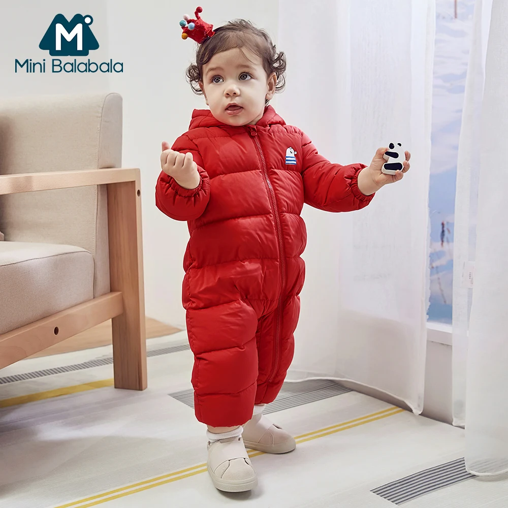 

Mini Balabala Baby Snowsuit Winter Down Baby Rompers Infant Boys Girls Printed One-piece Outfit Children Down Clothing Snow Wear