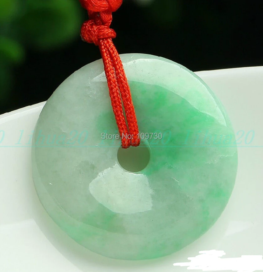 

Jewelr 003048 100% natural Jade A grade "PingAnKou" emerald Ping buckle Pendant necklace 18