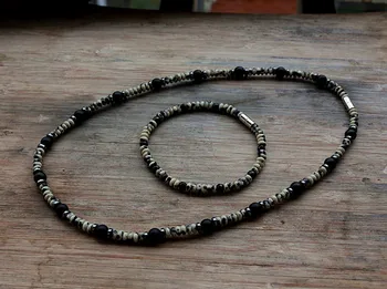 

4mm Natural stone beads and Magnet Surfer Necklace for men tribal jewelry
