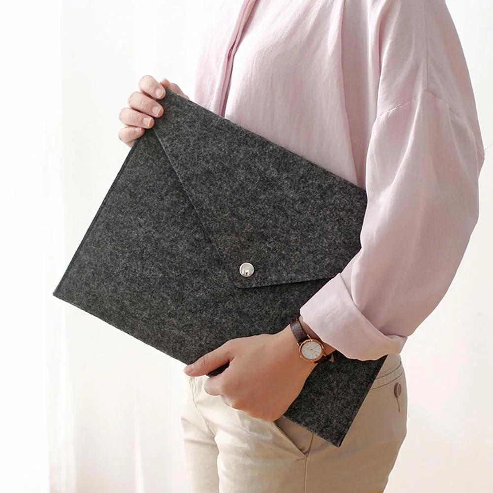 

Simple Solid A4 Big Capacity Document Bag Business Briefcase File Folders Felt Filing Bags SLC88