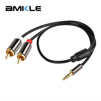 

Amkle Audio Cable 2RCA to 3.5 Audio Cable RCA 3.5mm Jack Male to Male RCA AUX Cable for Amplifier Phone Headphone Speakers