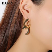 F.I.N.S готические золотые серьги из нержавеющей стали двойные серьги-гвоздики для панков женские украшения женская серьга