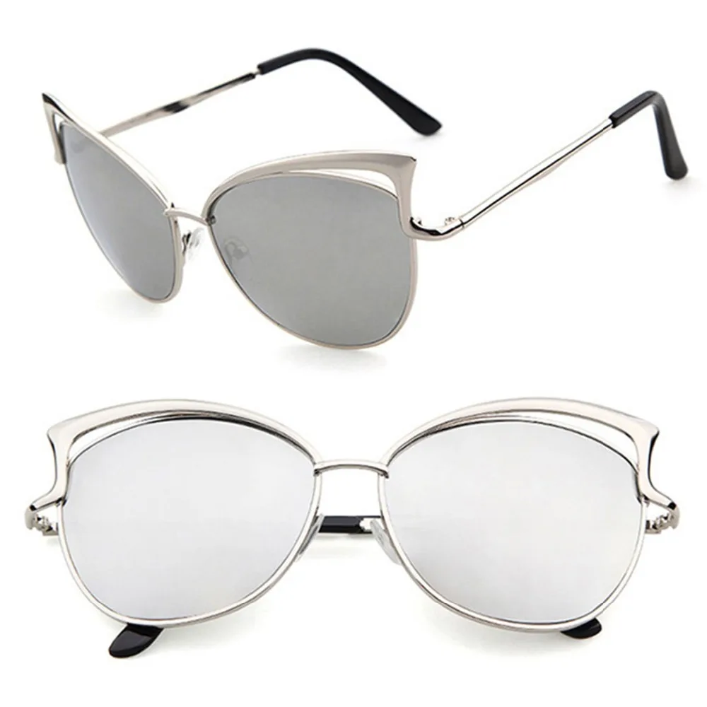 Для женщин модные солнцезащитные очки "кошачий глаз" полые солнечные очки металлическая рамка солнцезащитные очки с UV400 защиты