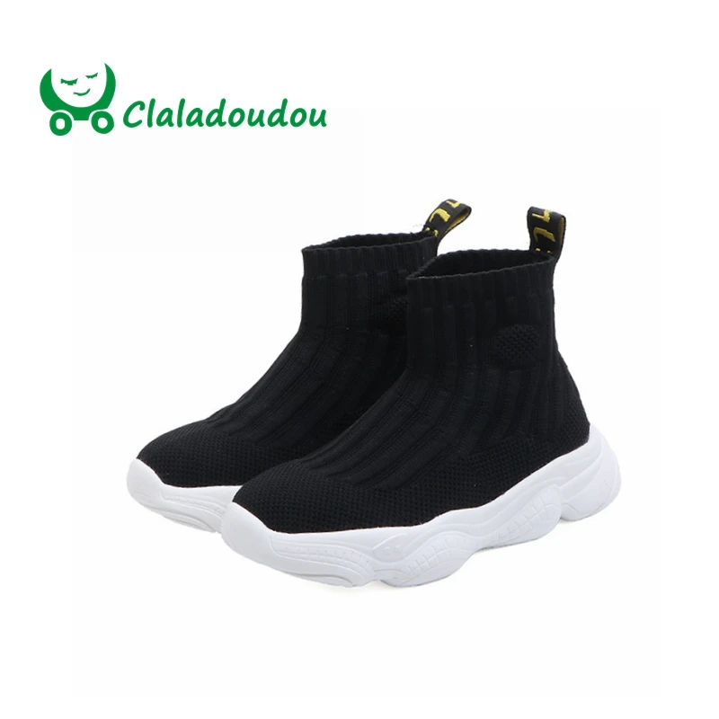 

Claladoudou 16.5-22.5CM Brand 2019 Brand Children Black Casual Trainer Baby Boys High Top Sock Sneakers Girls Fashion Sport Shoe