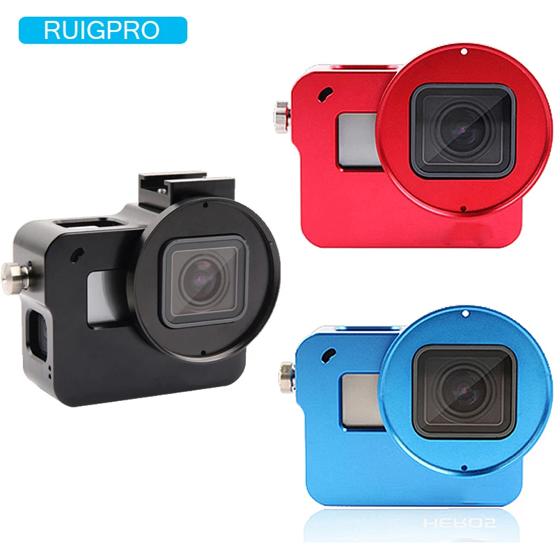 

CNC Aluminum Alloy Protective Case Cage Mount for GoPro Hero 7 6 5 With 52mm UV Lens Backdoor for Go Pro Hero 7 Accessory
