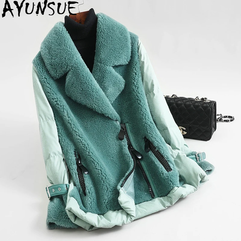 

AYUNSUE Real Fur Coat Female Sheep Shearling Fur Down Jacket 2019 Winter Jacket Women Korean Wool Coats Abrigo Mujer MY3549
