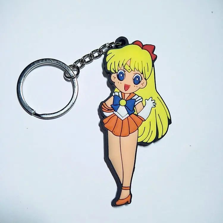 Bonito Sailor Moon dibujos PVC llavero mercurio Marte Júpiter moda cute silicona para llaves regalo pendiente de la joyería del bolso