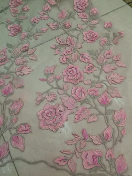 

High Quality Hand Embroidery African Nigerian Guipure Lace Fabric French Net Tulle Lace Fabric S-52741 For party Dress