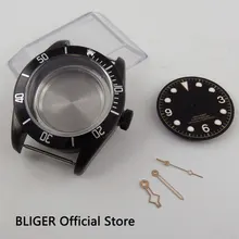 Сапфировое стекло 41 мм черный вращающийся ободок PVD покрытие корпуса часов+ Dial+ руки подходит для приблизительный срок поставки: 2836 автоматический механизм C122