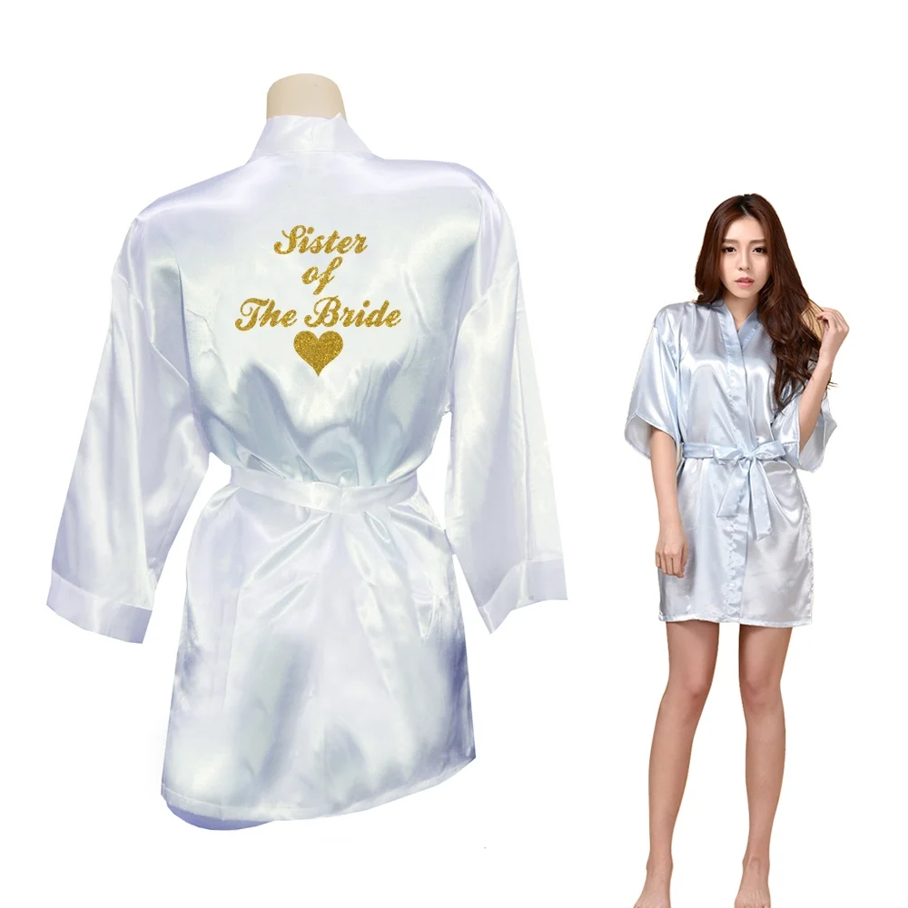 DongKing/свадебные платья для вечеринок для сестры невесты с золотым блестящим принтом в виде сердца, кимоно, атласный Свадебный Халат - Цвет: 16 LightBlue Gold