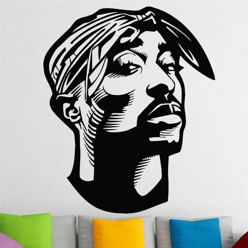 Hip Hop Tupac Shakur Wall Stickers For Kids Boys Rooms 2PAC Vinyl Wall