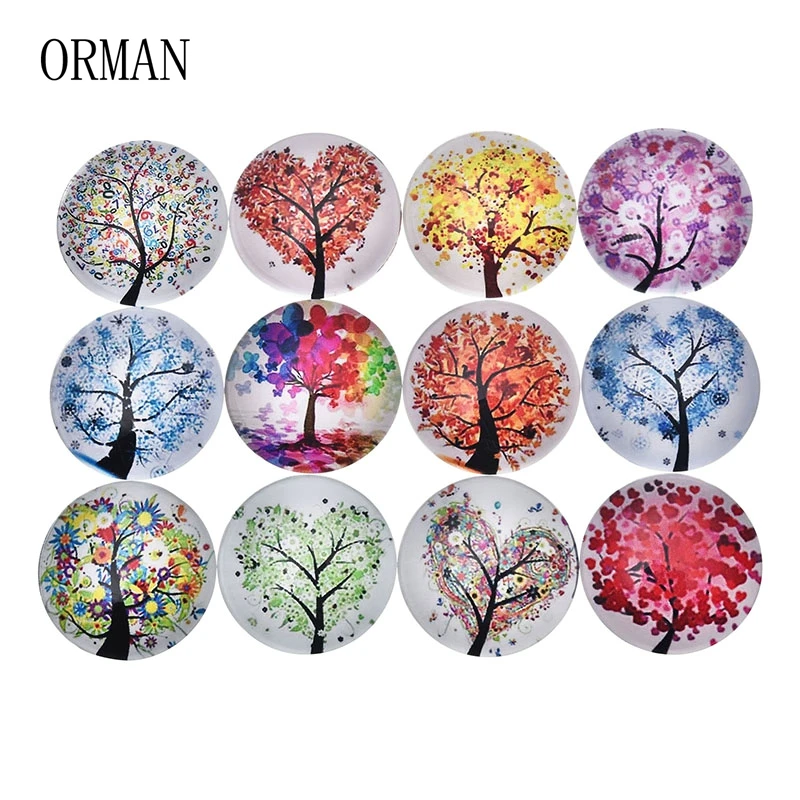 

5pcs/Set Cute Round Cartoon Colorful Life Tree Refrigerator Sticker Fridge Magnet Toy Glass Cabochon Fridge Magnet