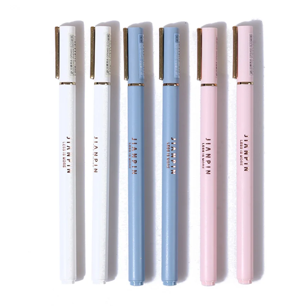 2 pcs Color Random Luxury Gold Pen Cap Black Ink 0.5mm Gel Pens Writing