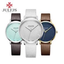 New Women’s Watch Japan Quartz Big Hours Simple Fine Fashion Dress Leather Bracelet Girl Retro Birthday Gift Julius Box