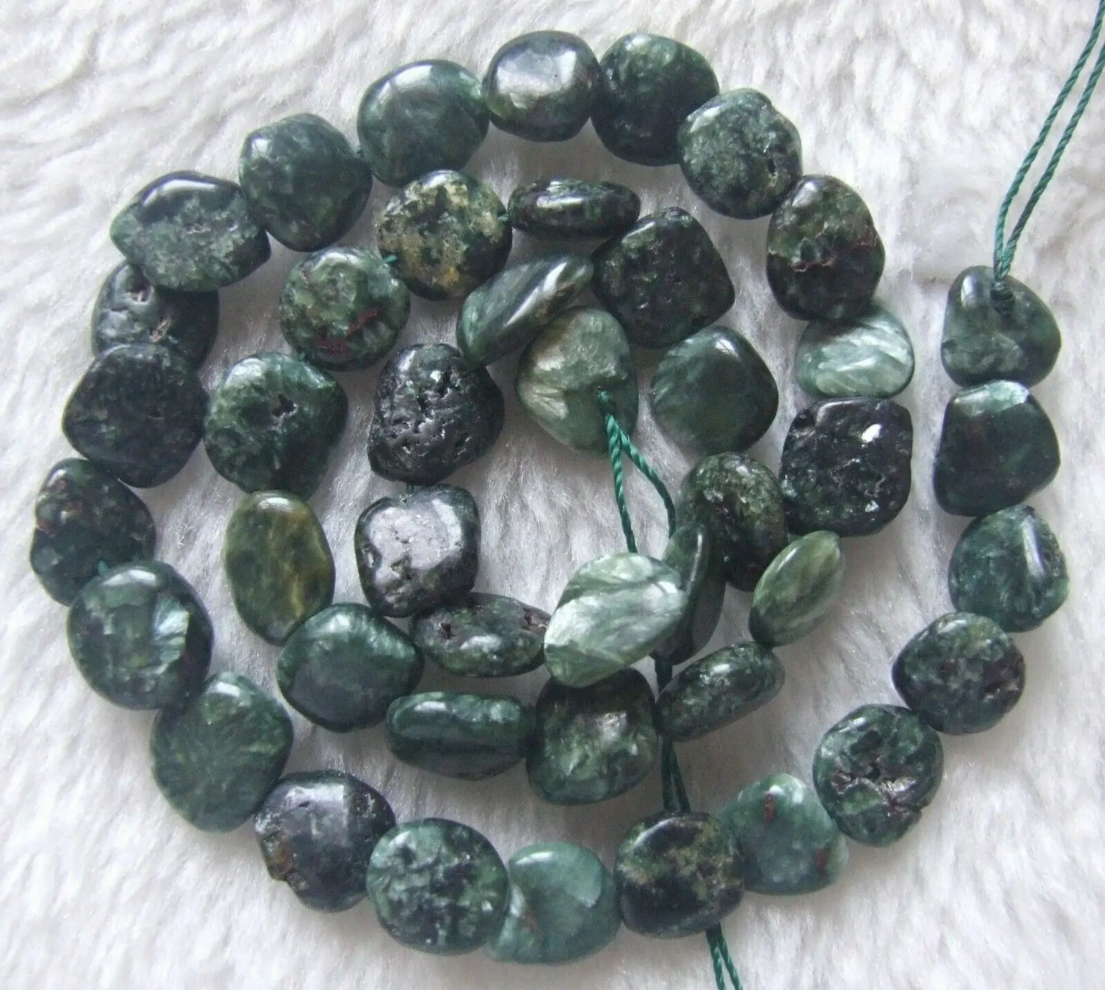 

9-10mm Natural Seraphinite Freeform Loose Beads 15.5Inch