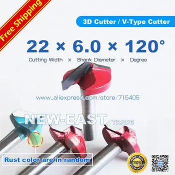 

120Degree 6*22mm 3D V-Type Cutter 3D V Bits Engraving Tools For Engraving Machine 2 flutes 3D V-Type Cutter
