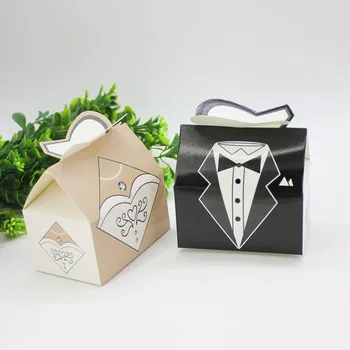 

Free Shipping 50 X Euro Wedding Dress Candy Box Bride&Groom Gift Box Wedding Party Deco Supply