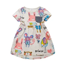 Новинка года; детская одежда; платье с короткими рукавами и рисунком для девочек; 6 шт/лот