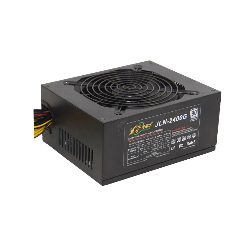 2000 Вт ATX источник питания для крипто майнинга чехол sever PSU полный 110 240 в 80 plus gpu vega 64