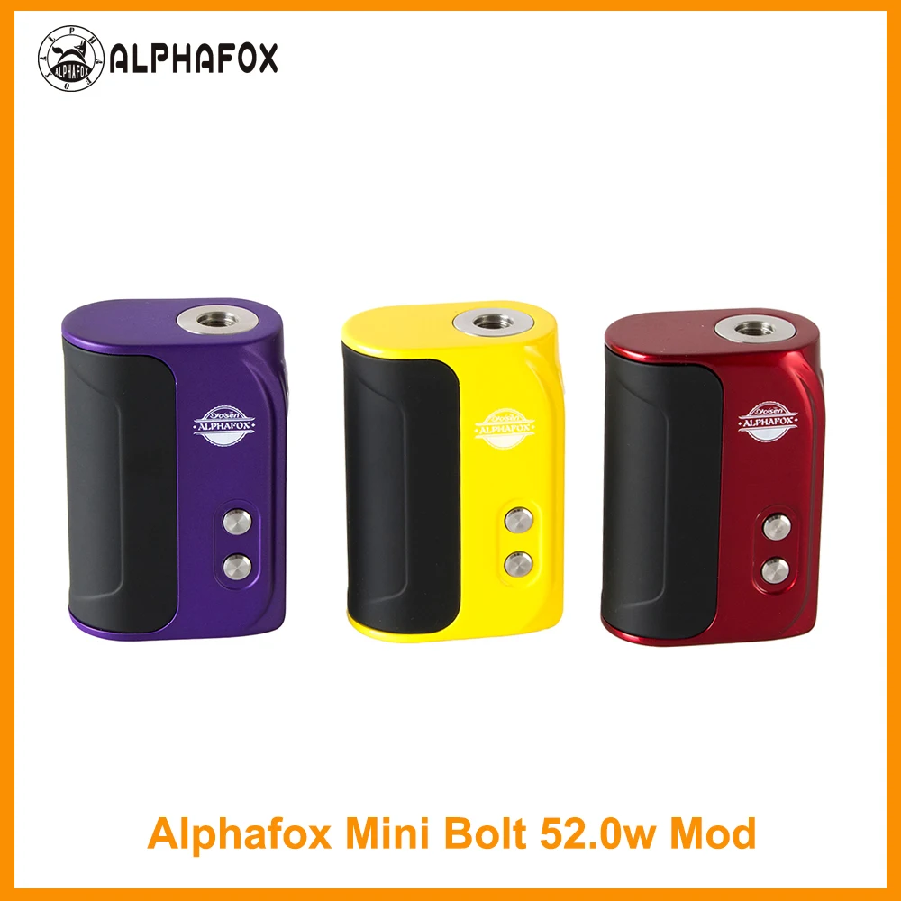 

100% Original Alphafox Mini bolt 52W TC Mod With 18500 High Rate Battery POWER/TASTE/TC/TCR/TFR Modes Electronic Cigarette