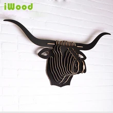 1 комплект креативный Домашний Деревянный Декор основная мебель для животных MDF Longhorn Ox вешалки для художественного украшения стен белый красный IW-WD009