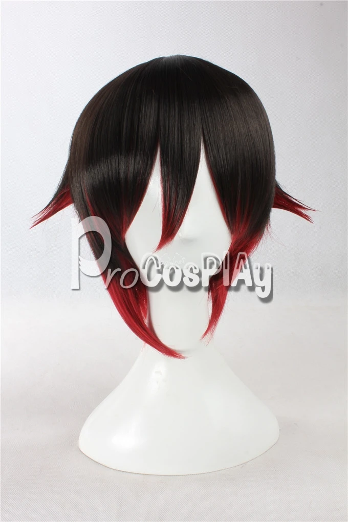 Online RWBY Red Trailer Ruby Merah dan Hitam Gradien W i g Cosplay rambut kepala aksesori mp001511