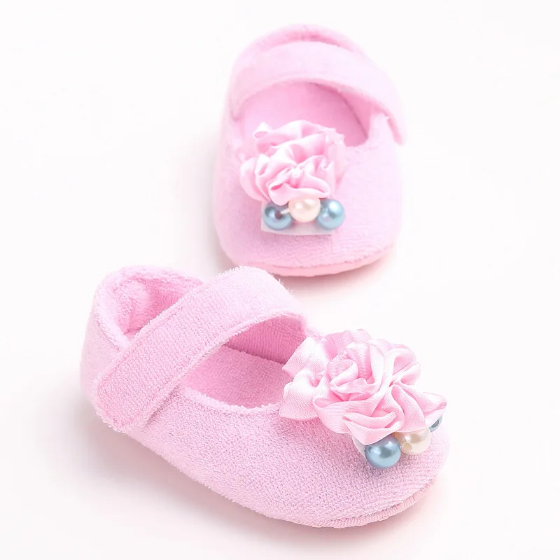 Fashion Princess Bead rose Ballet shoes Infant Toddler Baby Girl dress Shoes soft sole lovely Newborn baby moccasins