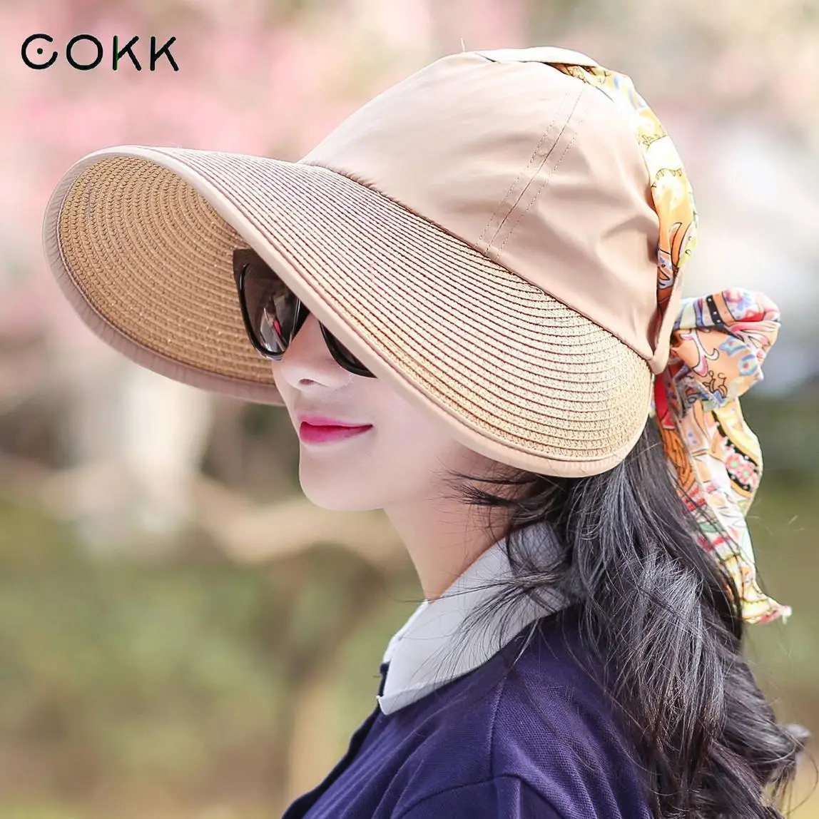 

COKK Sun Hat Summer Hats For Women Foldable Uv Protection Anti-uv Wide Brim Foldable Women Hat Summer Shawls Chapeau Femme Visor