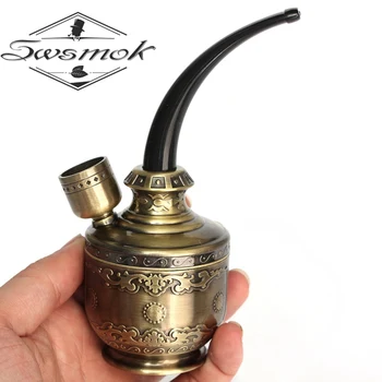 

1pc Bronze Water Smoking Pipe Shisha Hookah Cigarette Bottle Holder Pipe Hookah Filter Smoke Metal Tube Filter Tar JD-128