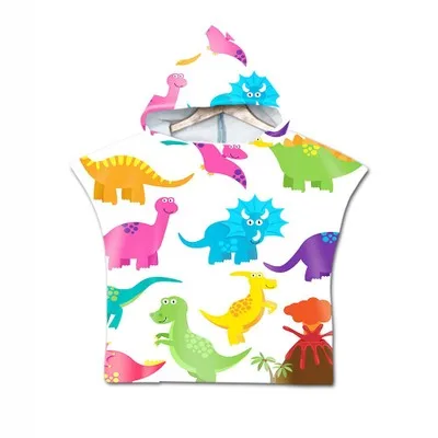 Детское пляжное полотенце из микрофибры с капюшоном и принтом динозавра; Халат с капюшоном; пончо для купания; пляжный халат для мальчиков и девочек; пляжная одежда - Цвет: D