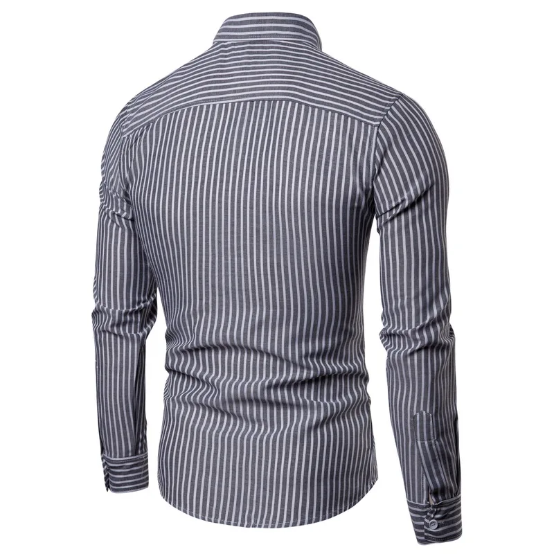 Drop Shipping Men Shirt Long Sleeve Stripe Oxford Shirts 2019 Fashion Casual Regular Red Checkered Cotton Chemise Homme