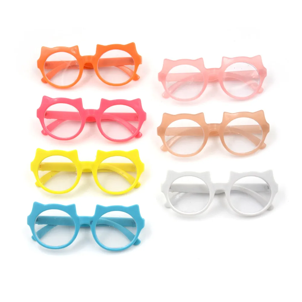 

1pc Various Color Plastic Cat Frame Sunglasses 18-inch for Girl Dolls Best Holiday Gift For Children Kids