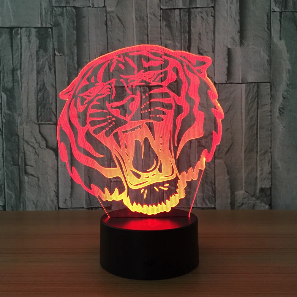 Тигр 3D светодиодный Ночные огни с 7 цветов свет для украшения дома лампы удивительный визуализации Оптические иллюзии Awesome подарки для детей