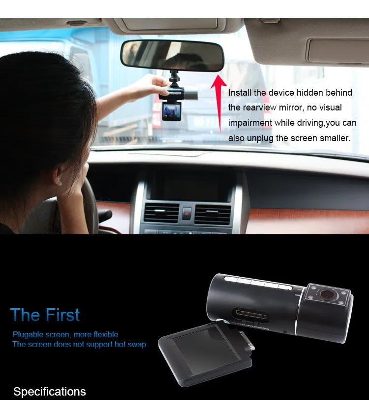 Full HD 1280720P Novatek DVR011N2 NT96220 +OV9712 Car DVR Vehicle Camera Video Recorder Dash Cam 2.0 Inch Car-Detector Dashcam (6)