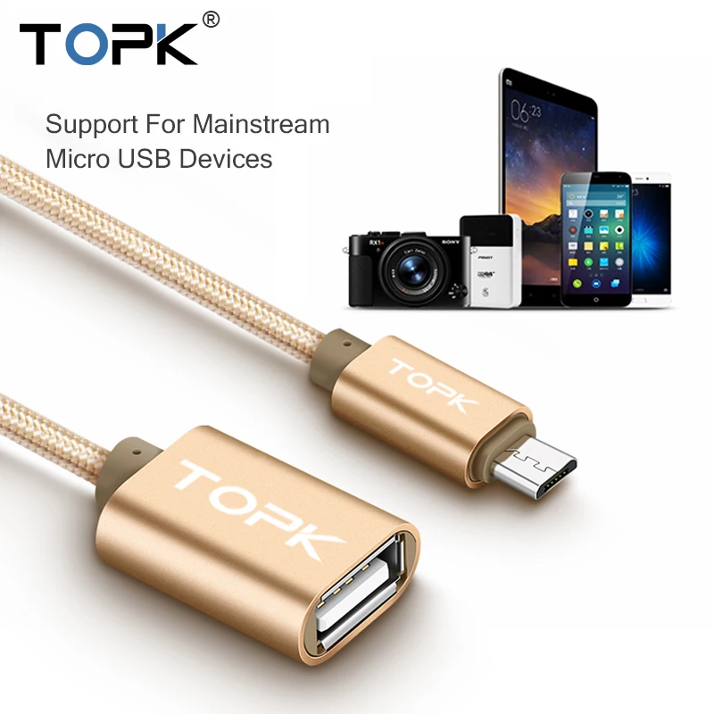 TOPK المصغّر USB كابل OTG USB 2.0 وتغ محول محول ل سامسونج Xiaomi هواوي LG سوني TCL Htc Meizu MX4 شاحن هاتف محمول يعمل بنظام تشغيل أندرويد
