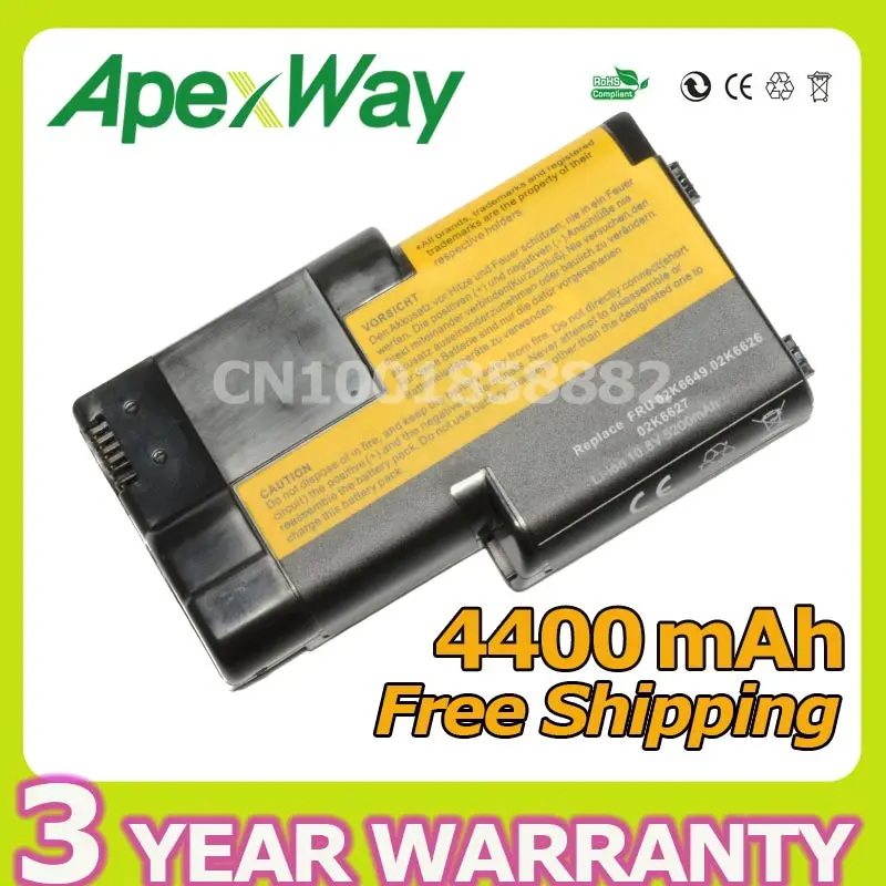 Запасная батарея Apexway для ноутбука IBM ThinkPad T20 T21 T22 T23 T24 02K6620 02K6621 02K6649 02K7025 02K7026 02K7028