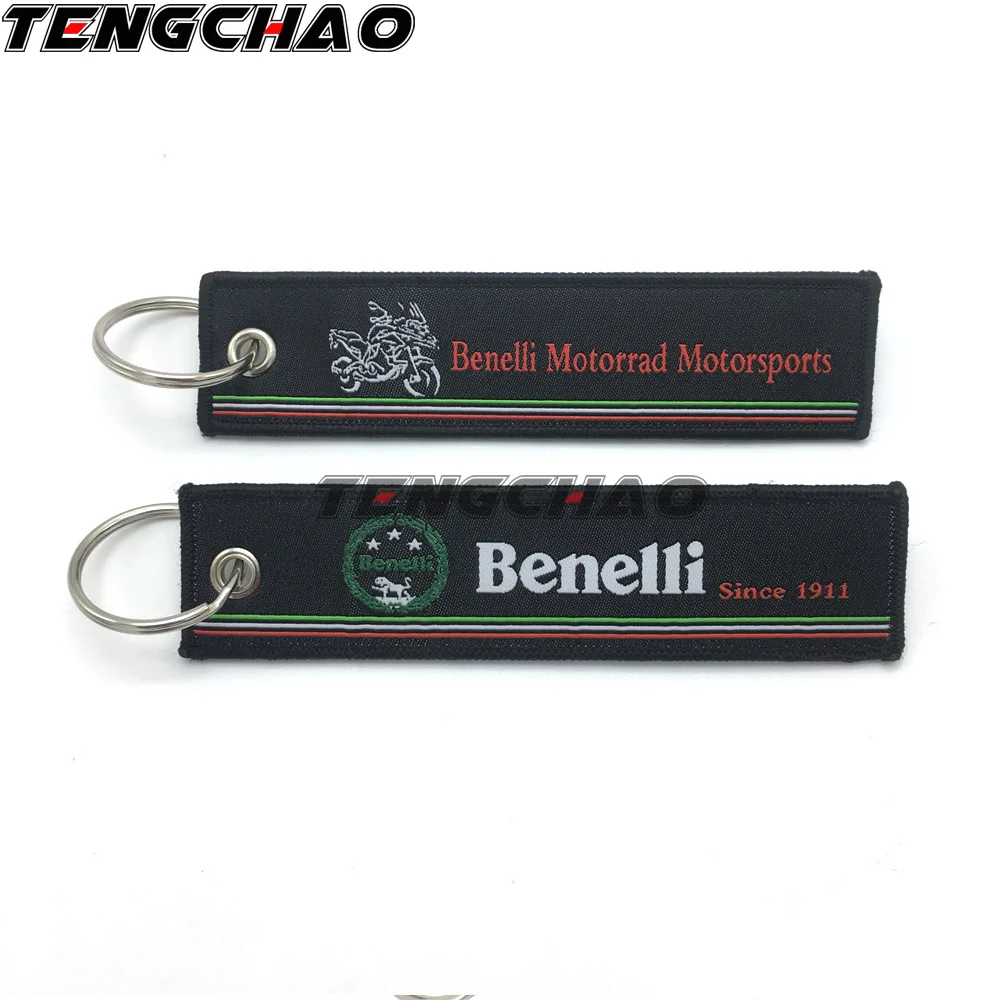 Для Benelli модный брелок в виде мотоцикла тканая бирка кольца для ключей этикетка цепь черный автомобиль брелок для ключей мотор