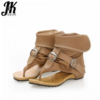 

2019 Designer Summer Boots Women Cool Buckle Strap Summer Shoes Woman Ankle Boots Zipper Wedges Platform Shoes Gladiator Boots