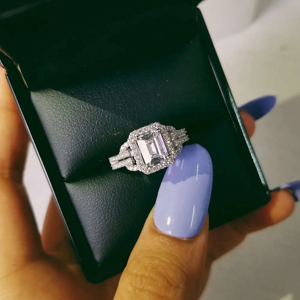 Original real 925 Sterling Silver Ring Finger anel aneis CZ Stone for Women Jewelry Pure Wedding Engagement personalized R2101S