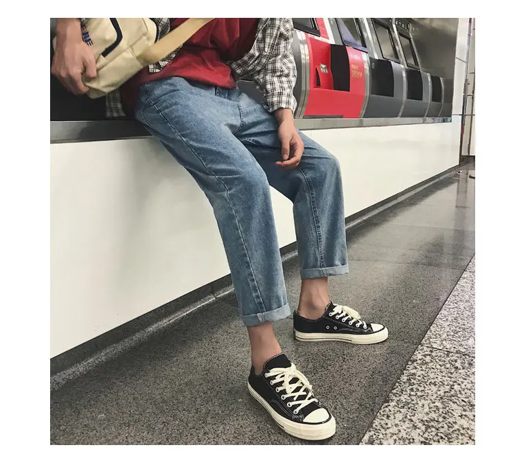 2018 Мужская мода бренд мешковатые Homme классические джинсы голубой цвет прямые Повседневное брюки мужские свободные Байкер джинсовые брюки