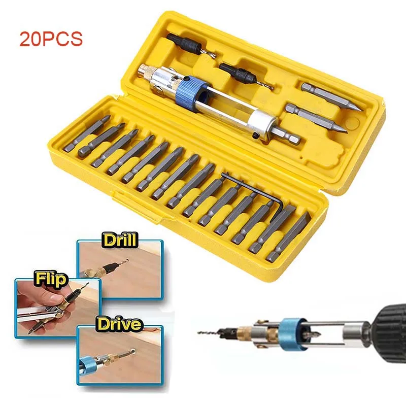 

20 half-field drill high speed drive screwdriver head drill tool durable kit Countersink Bits Allen Wrench Flathead Bits JA55