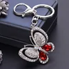 EASYA-porte-clés avec strass et papillon, porte-clés, rouge et bleu, mignon, en cristal, insecte, accessoires, pendentif à breloque ► Photo 1/6