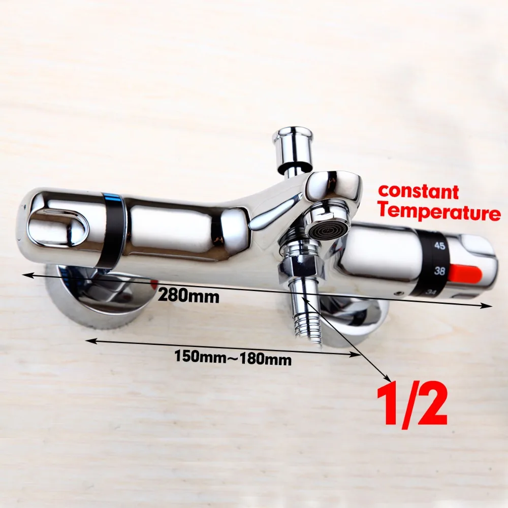 Термостатический смеситель для душа настенный с двумя ручками кран Носик наполнитель+ переключающий хромированный клапан для ванны кран смеситель