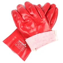 Перчатки из красного ПВХ Защитные Перчатки Из Хлопчатобумажной шерсти влагостойкие маслостойкие кислотные маслостойкие противоуровневые защитные перчатки