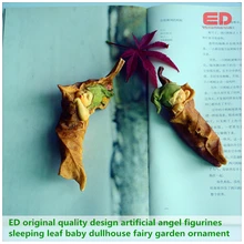 ED original design artificial angel figurinesChristmas decoration leaf baby dullhouse fairy garden landscape ornament2pcs/set